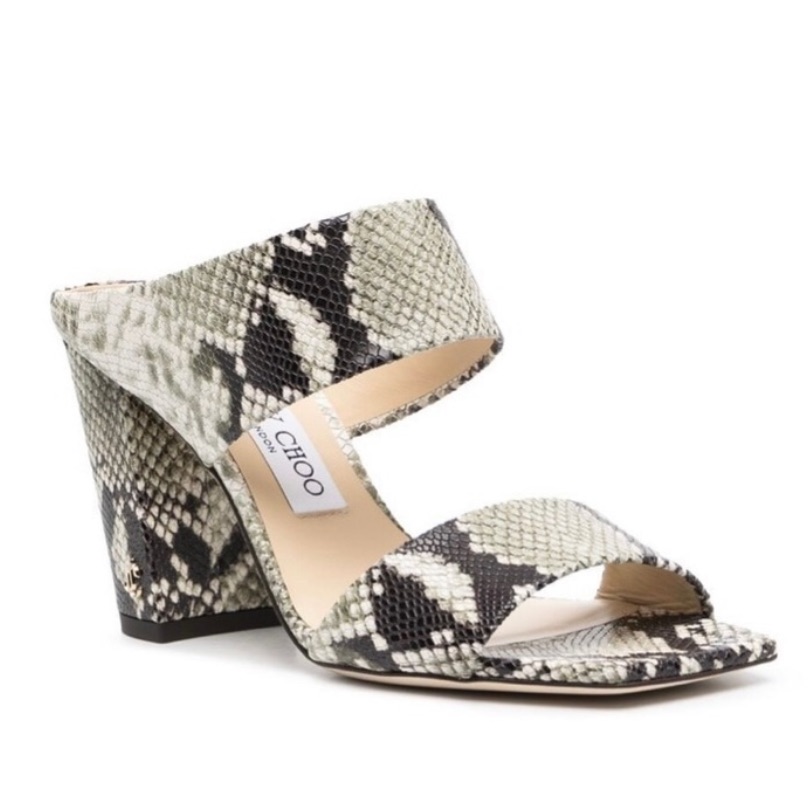 Jimmy Choo Snakeskin Heels - Black And Cream